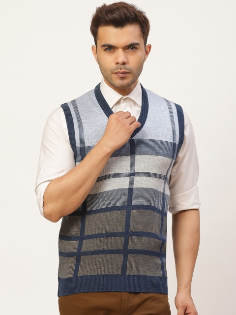 

Pierre Carlo Men Blue & Charcoal Grey Self Design Sweater Vest