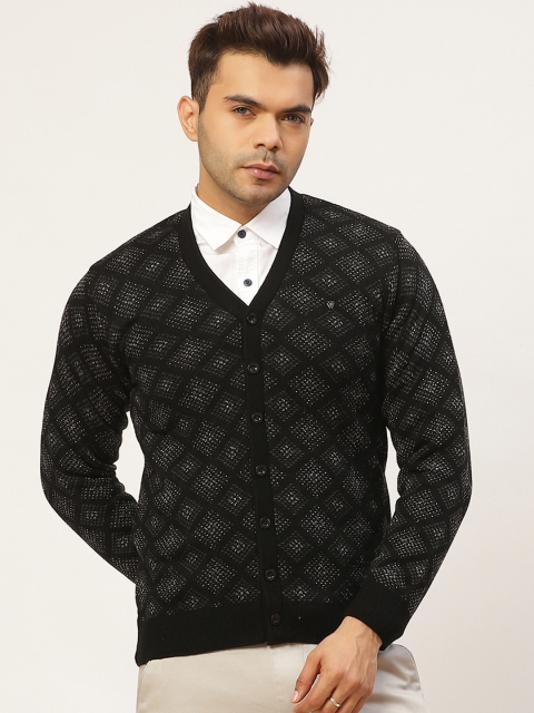 

Pierre Carlo Men Black & Charcoal Grey Self Design Cardigan