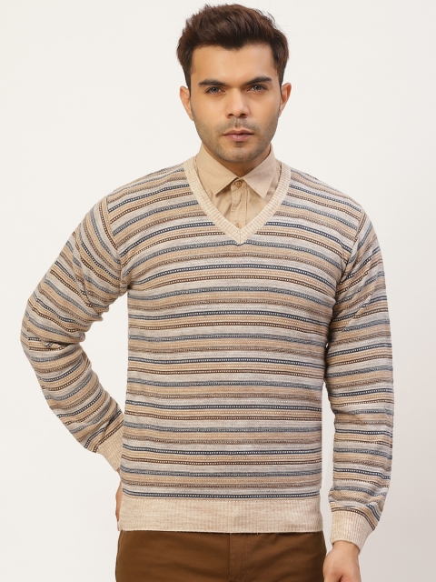 

Pierre Carlo Men Beige & Brown Striped Pullover