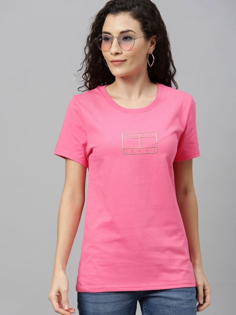 

Tommy Hilfiger Women Pink Solid Round Neck T-shirt