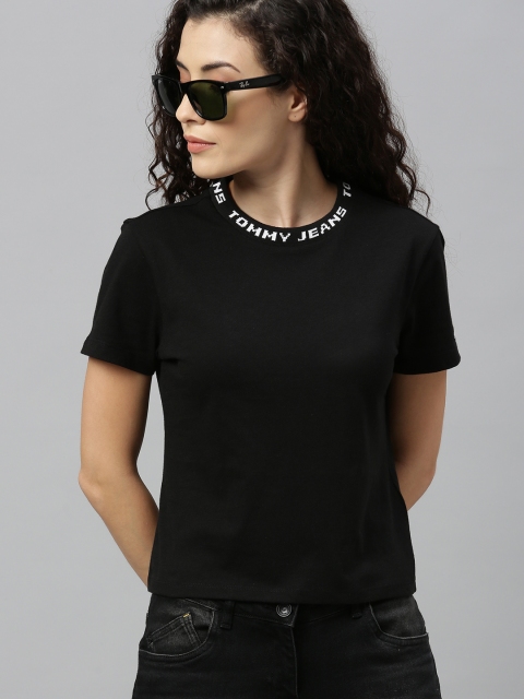 

Tommy Hilfiger Women Black Solid Round Neck T-shirt