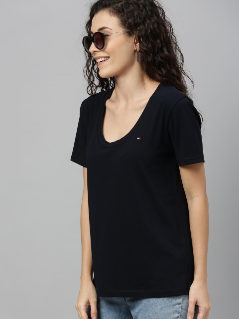 

Tommy Hilfiger Women Navy Blue Solid Scoop Neck T-shirt