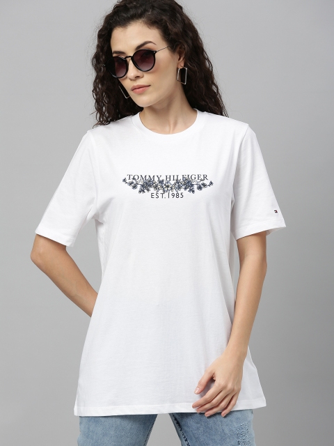 

Tommy Hilfiger Women White Printed Round Neck T-shirt