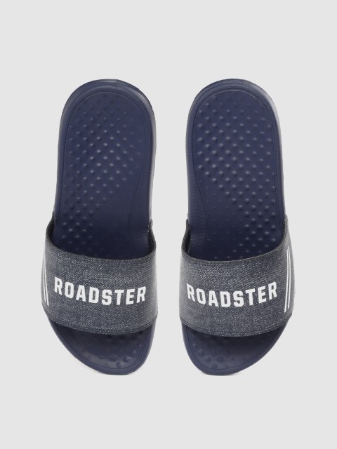 

Roadster Men Navy Blue & White Brand Logo Print Sliders