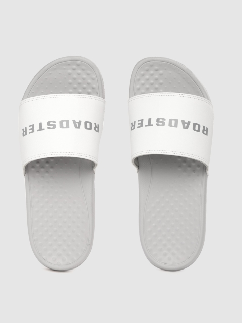 

Roadster Men White & Grey Brand Logo Print Sliders