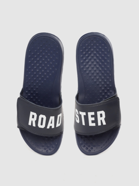 

Roadster Men Navy Blue & White Brand Logo Print Sliders