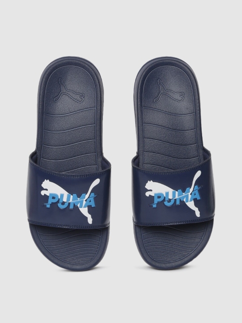 

Puma Unisex Navy Blue Printed Popcat 20 Sliders