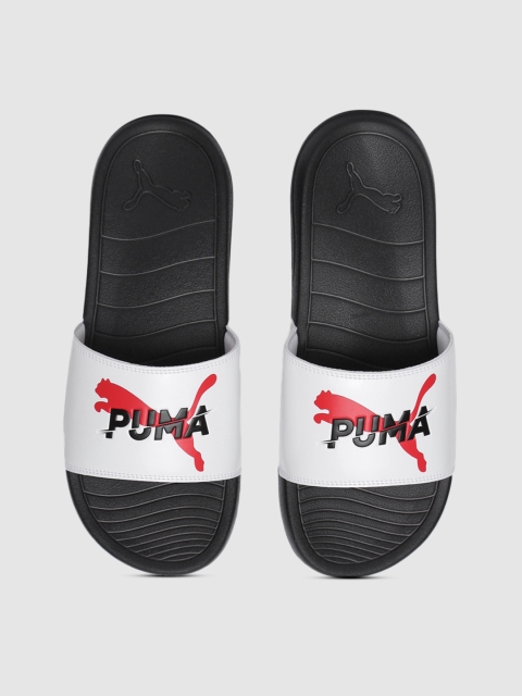 

Puma Unisex White & Black Popcat 20 CS Printed Sliders