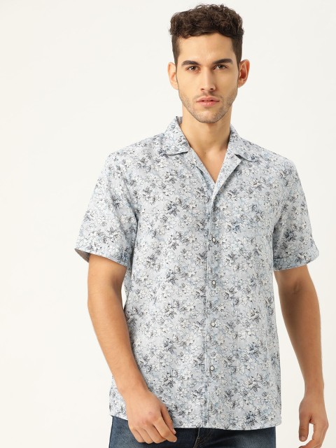 

STROP Men Blue & White Regular Fit Floral Printed Casual Shirt