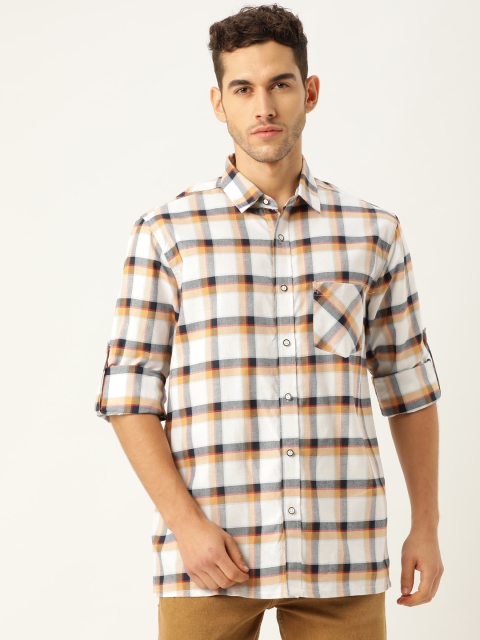 

STROP Men White & Black Regular Fit Checked Casual Shirt