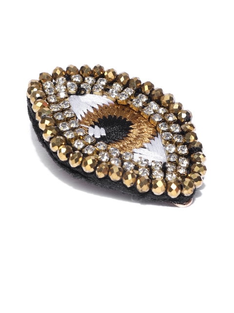 

Blueberry White & Gold-Toned Eye Shaped Embellished Handcrafted Alligator Hair Clip