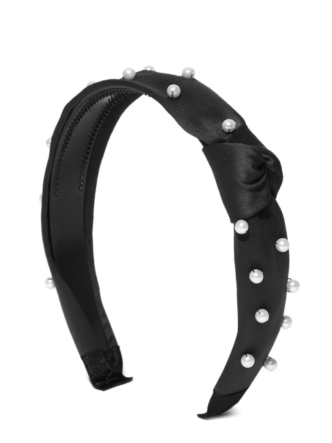 

Blueberry Women Black Beaded Handcrafted Hairband With Knot Detail