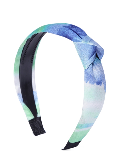 

Blueberry Blue & Green Printed Handcrafted Hairband With Knot Detail