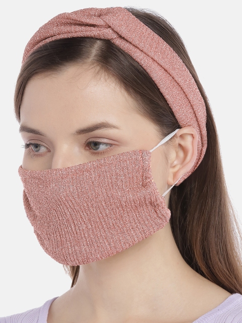 

Blueberry Women Rose Gold-Toned Shimmer Hairband with Outdoor Cloth Mask