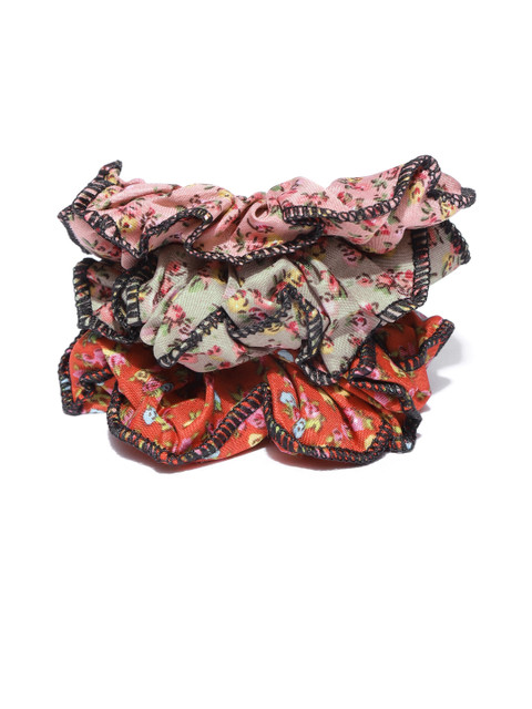 

Blueberry Women Set of 3 Floral Print Handcrafted Scrunchies, Pink