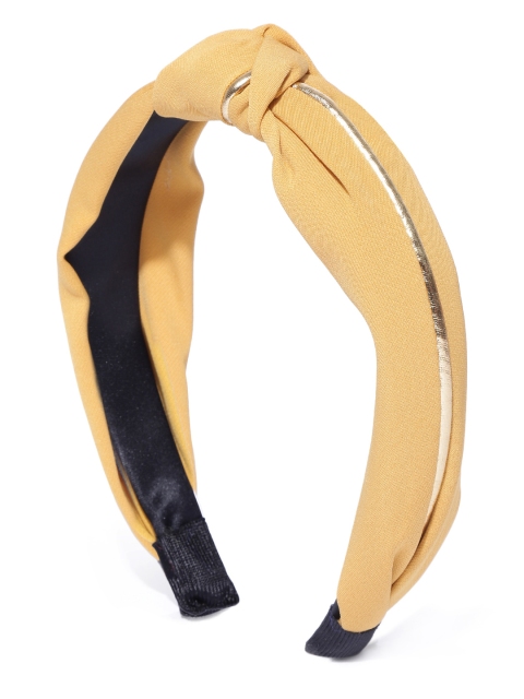

Blueberry Women Mustard Yellow & Gold-Toned Handcrafted Hairband With Knot Detail