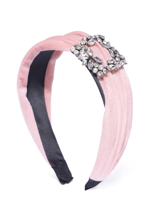 

Blueberry Women Pink Embellished Handcrafted Hairband With Velvet Finish