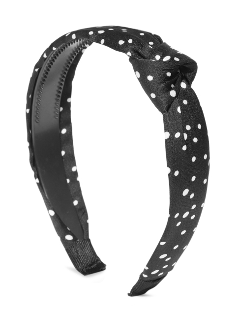 

Blueberry Women Black & White Polka Dot Print Handcrafted Hairband With Knot Detail