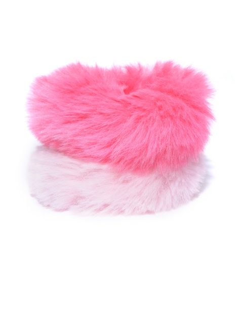 

Blueberry Women Set of 2 Faux Fur Handcrafted Scrunchies, Pink