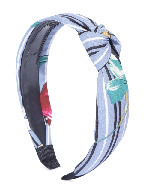 

Blueberry Women Blue Floral Print Handcrafted Hairband With Knot Detail