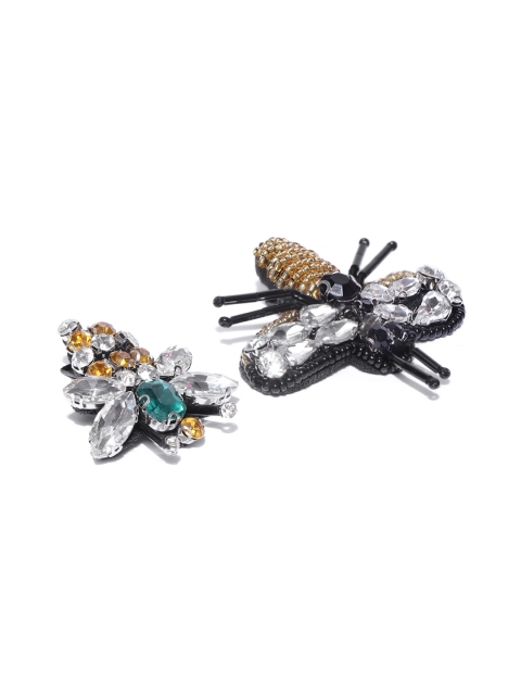 

Blueberry Set of 2 Black Embellished Bee Shaped Handcrafted Alligator Hair Clips