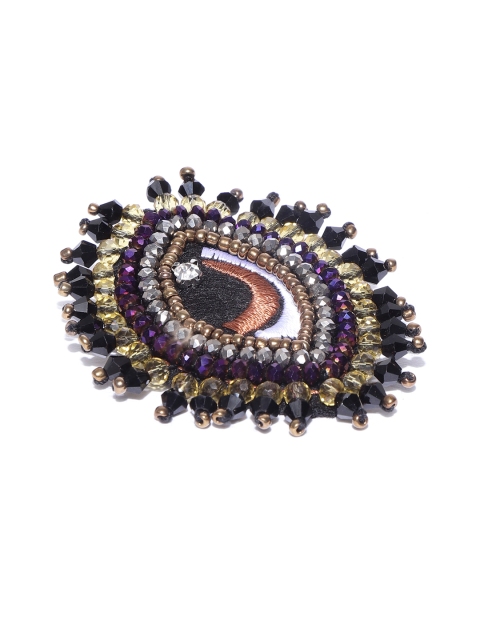 

Blueberry Black & Purple Embellished Eye Shaped Handcrafted Alligator Hair Clip