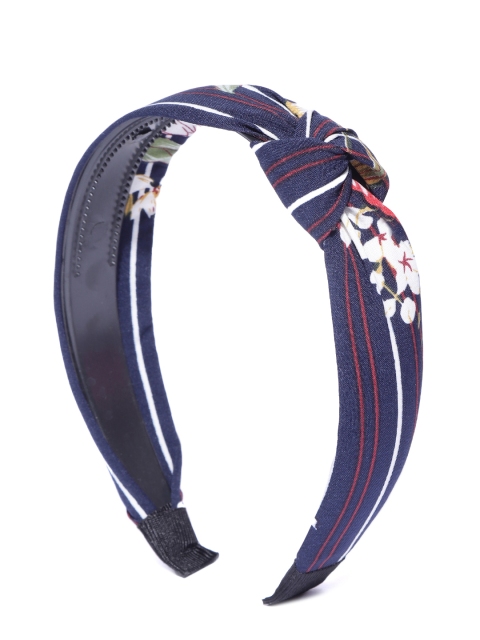 

Blueberry Women Navy Blue Floral Print Handcrafted Hairband With Knot Detail