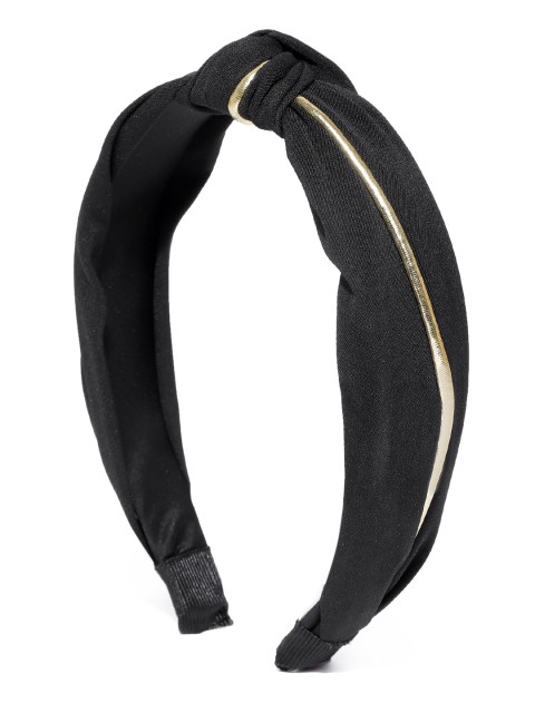 

Blueberry Women Black & Gold-Toned Handcrafted Hairband With Knot Detail