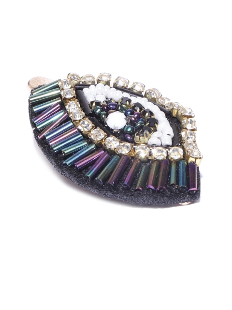 

Blueberry Black & White Embellished Eye Shaped Handcrafted Alligator Hair Clip