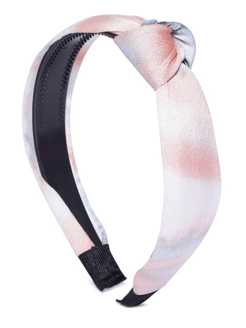 

Blueberry Women Peach-Coloured & Grey Dyed Knot Detail Handcrafted Hairband