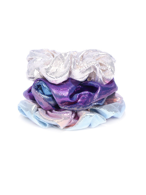

Blueberry Women Set of 3 Unicorn Metallic Print Handcrafted Scrunchies, Gold