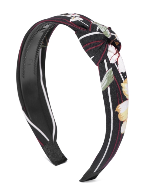 

Blueberry Women Black Printed Knot Detail Handcrafted Hairband