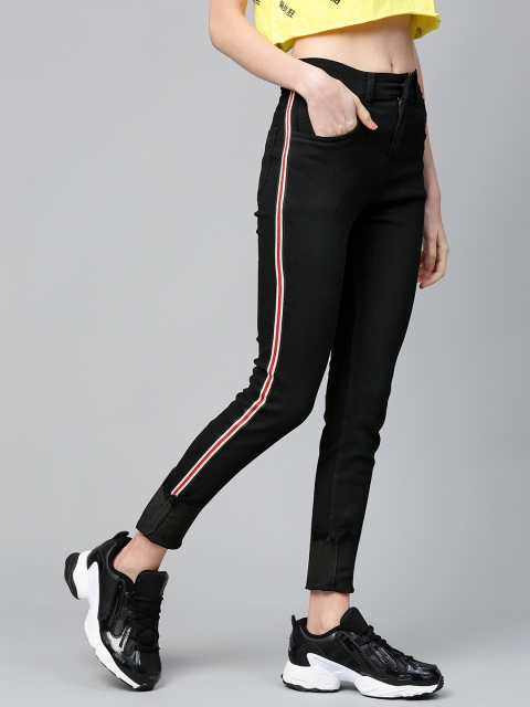 

SASSAFRAS Women Black Slim Fit Mid-Rise Clean Look Stretchable Jeans