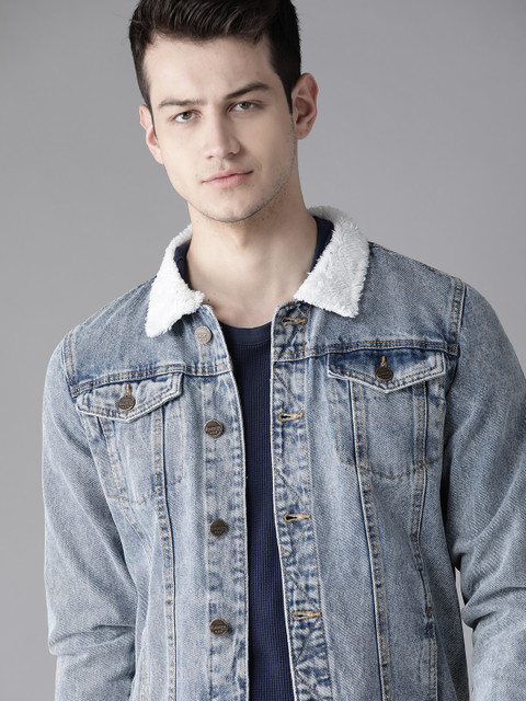 

Roadster Men Blue Washed Denim Jacket