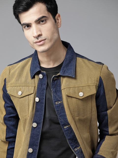 

Roadster Men Khaki Solid Denim Jacket