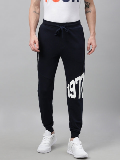 

French Connection Men Navy Blue Printed Slim Fit Joggers