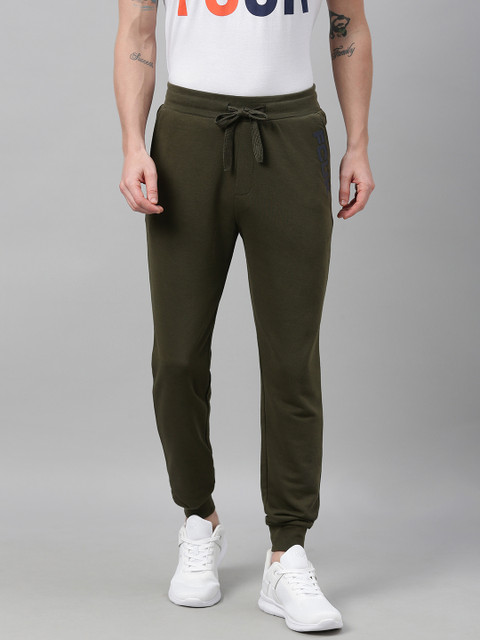 

French Connection Men Olive Green Solid Slim Fit Joggers