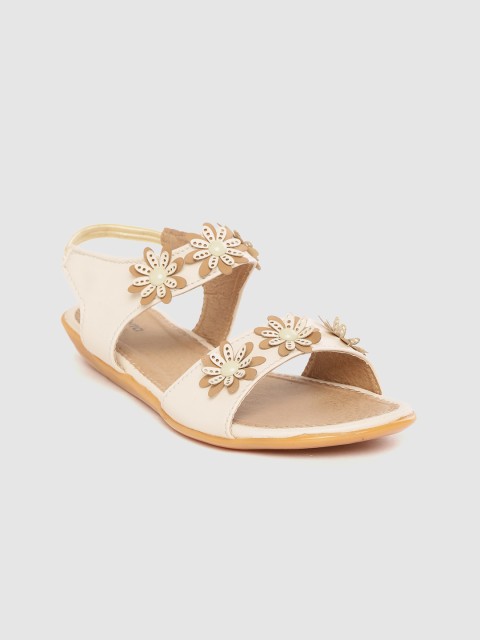 

Myra Women Beige & Brown Applique Detail Open Toe Flats