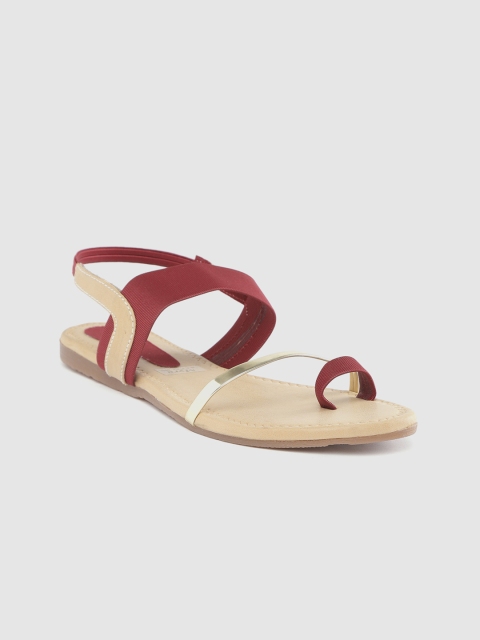 

Myra Women Maroon Solid & Gold-Toned One Toe Flats