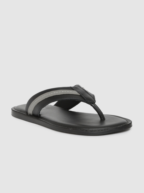 

Stieiger Men Black & Grey Striped Leather Comfort Sandals