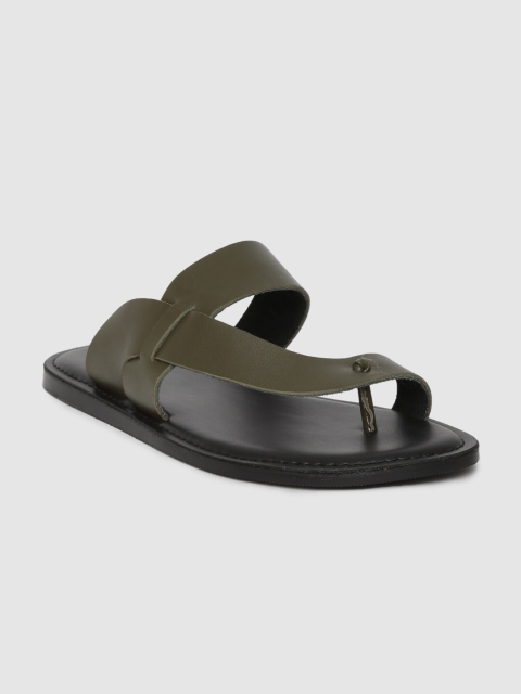 

Stieiger Men Olive Green Leather Sandals