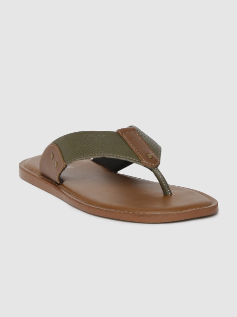 

Stieiger Men Olive Green & Brown Colourblocked Comfort Sandals