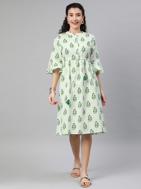 

Anouk Women Off-White Printed A-Line Dress