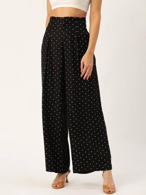 

20Dresses Women Black & White Polka Dot Print Wide Leg Palazzos