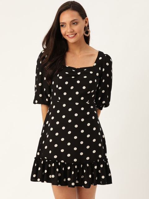 

20Dresses Women Black & White Polka Dots Print A-Line Dress