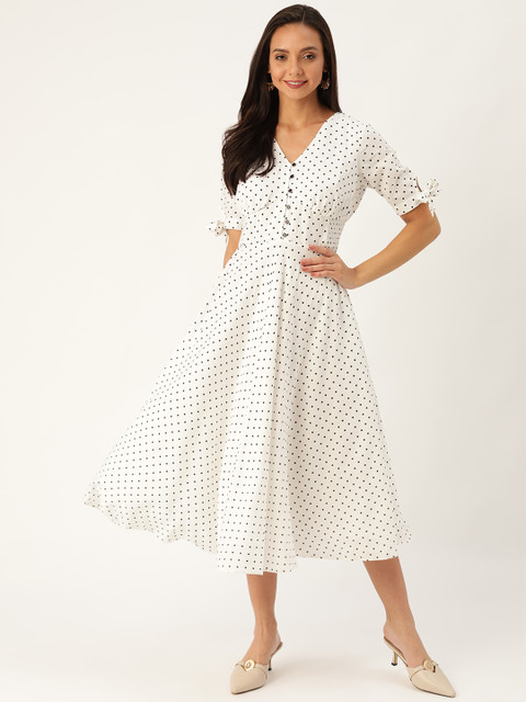 

20Dresses Women White & Black Printed Fit & Flare Dress