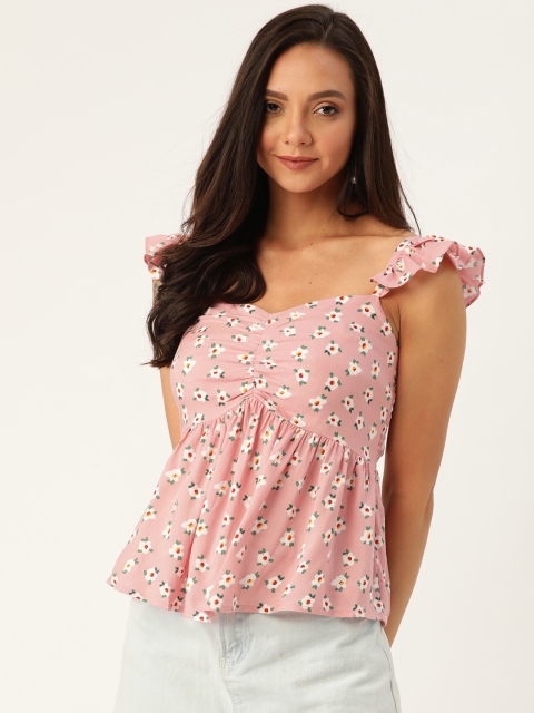 

20Dresses Women Pink & White Floral Print Empire Top