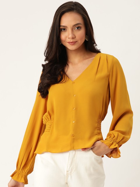 

20Dresses Women Mustard Yellow Solid Top