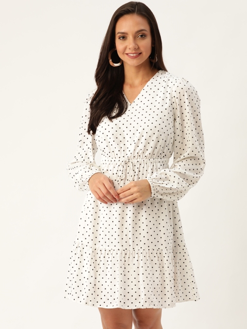 

20Dresses Women White & Black Polka Dots Print A-Line Dress