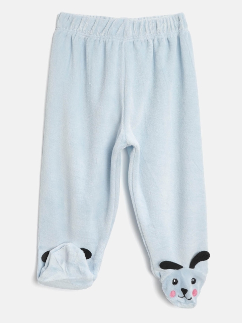 

Moms Love Girls Blue Solid Bootie Leggings with Applique Detail